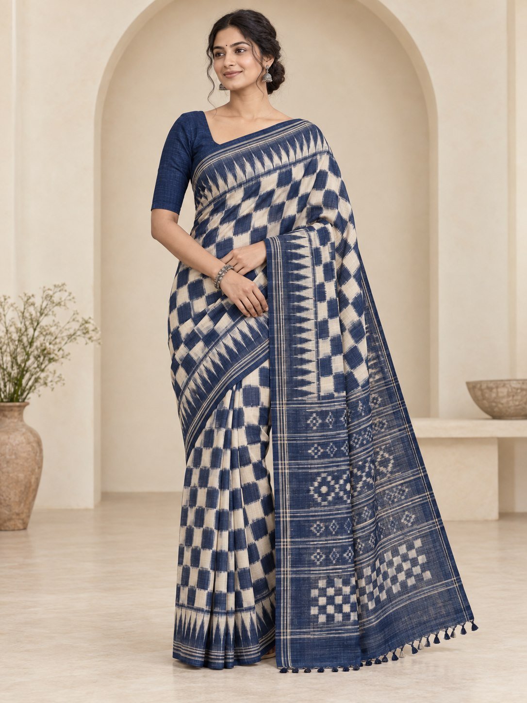 Sambalpuri Cotton Ikat Saree – Indigo
