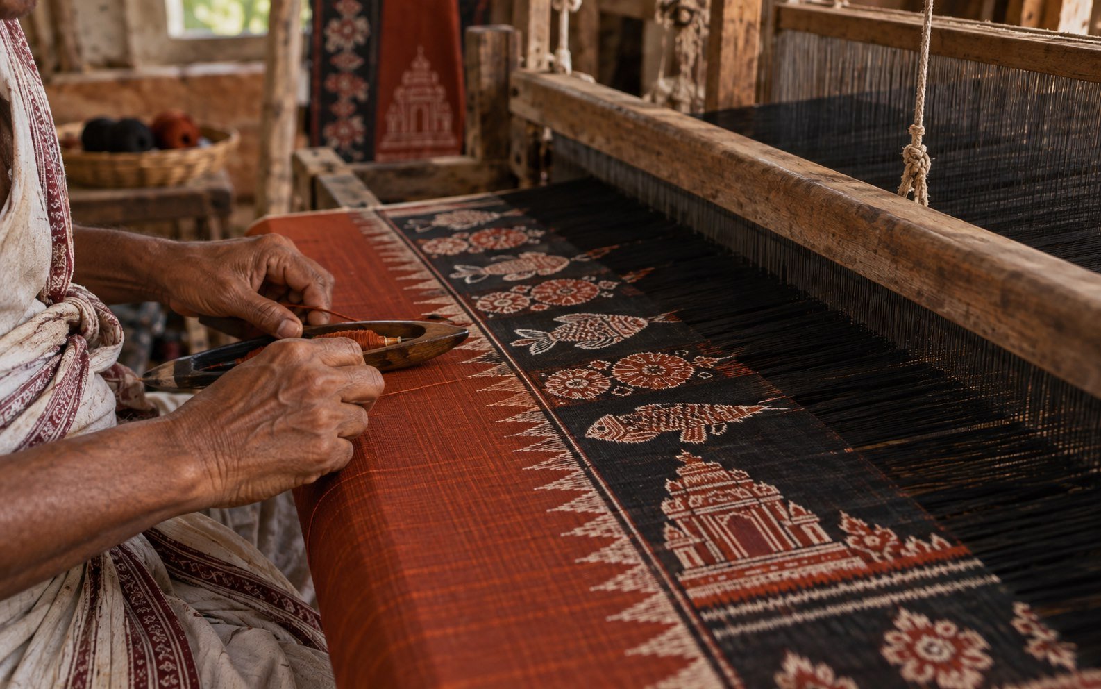 Bomkai handloom weaving