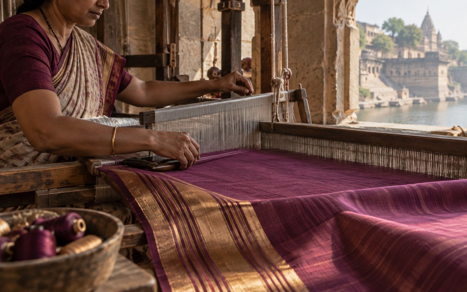 Maheshwari handloom weaving